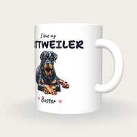 Personalised I Love My Rottweiler Mug, three-quarter view