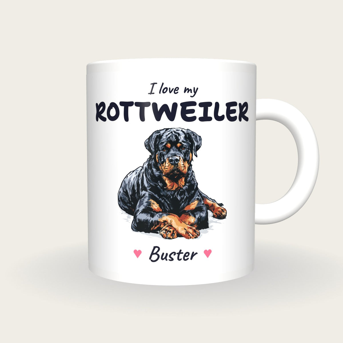 Personalised I Love My Rottweiler Mug, front