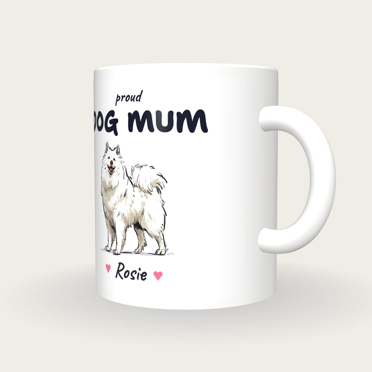 Personalised Samoyed Dog Mum Mug, three-quarter view