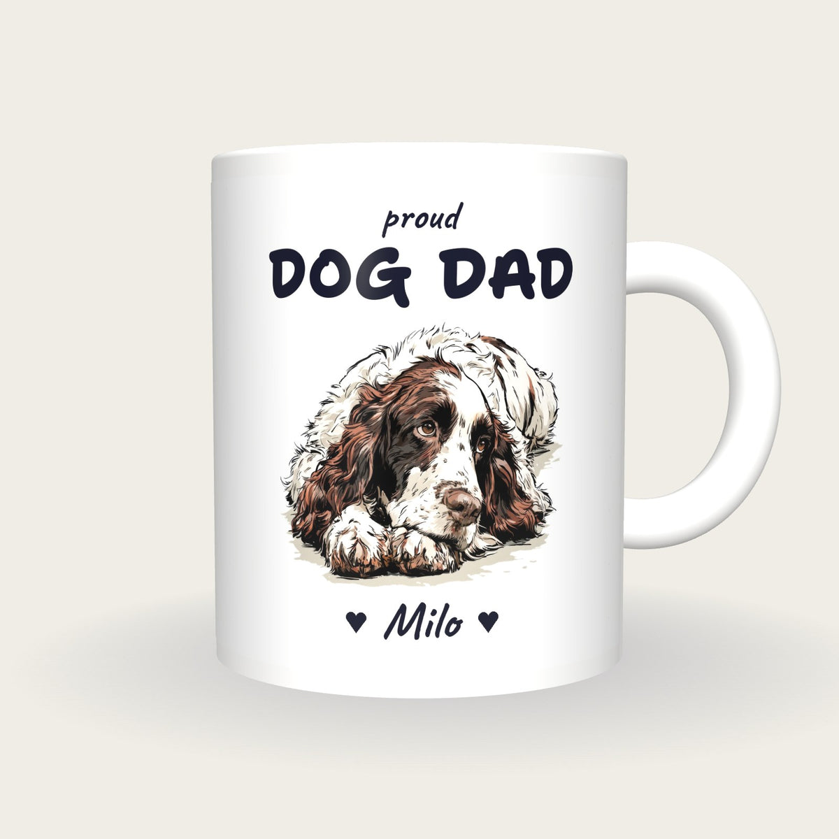 Personalised Springer Spaniel Dog Dad Mug, front