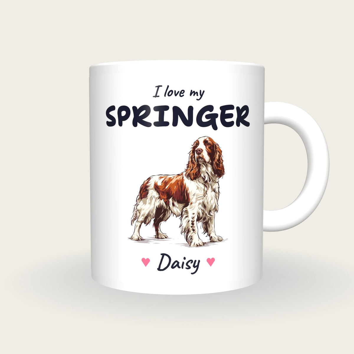 Personalised I Love My Springer Spaniel Mug, front