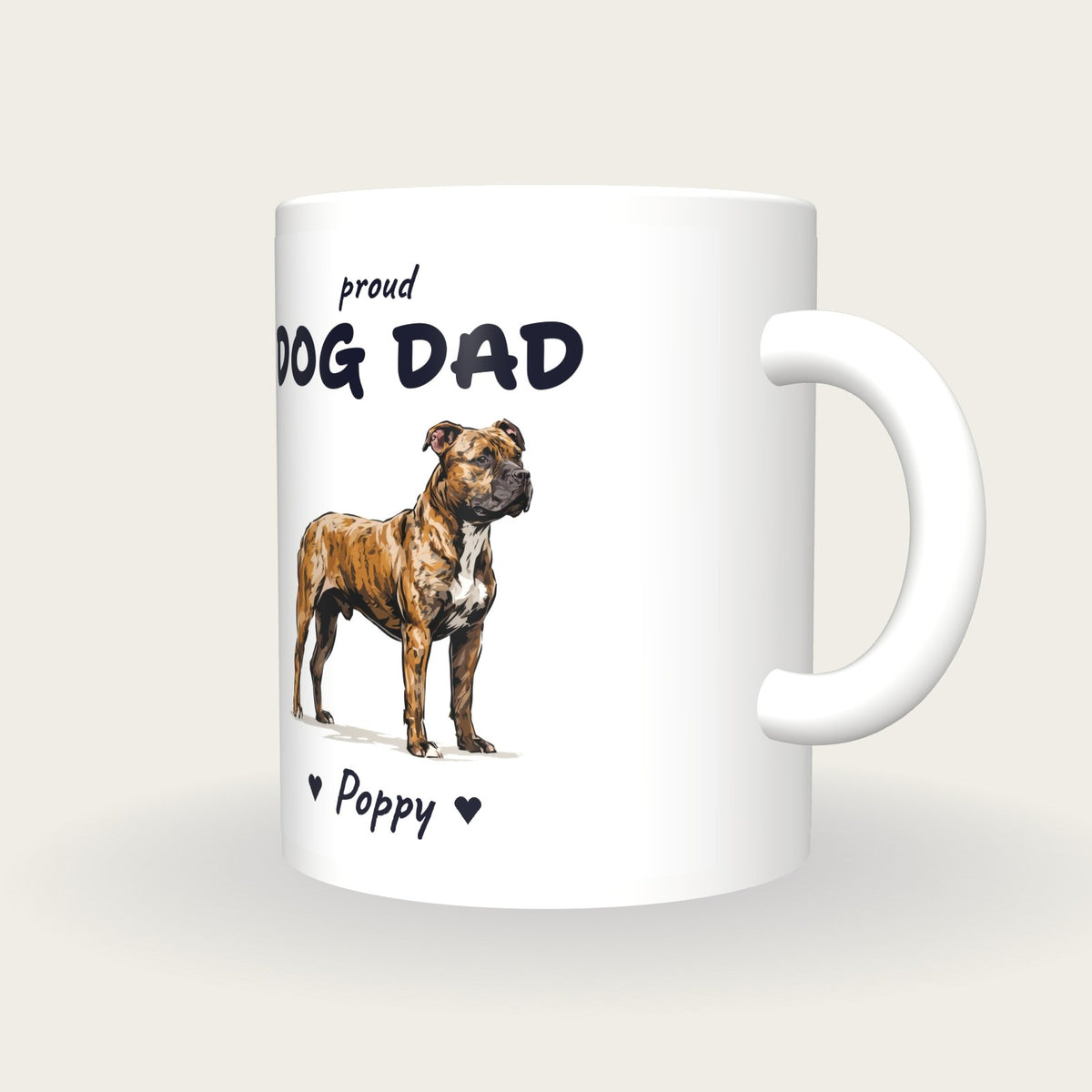 Personalised Staffy Dog Dad Mug, three-quarter view
