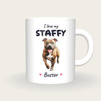 Personalised I Love My Staffy Mug, front