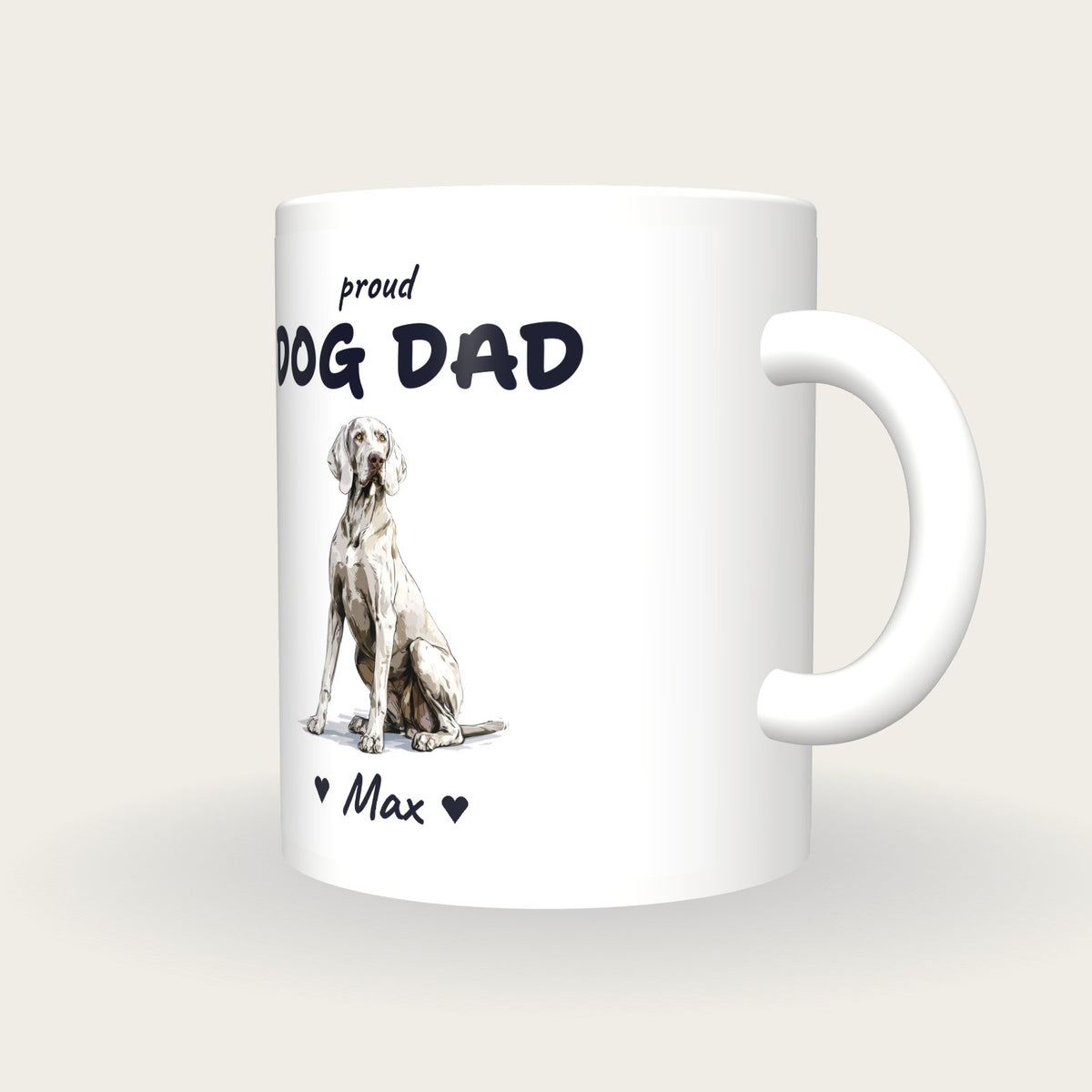 Personalised Weimaraner Dog Dad Mug, three-quarter view