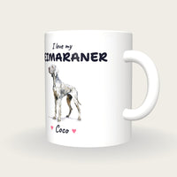 Personalised I Love My Weimaraner Mug, three-quarter view