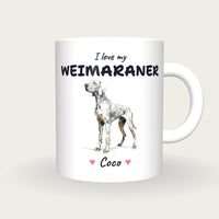 Personalised I Love My Weimaraner Mug, front