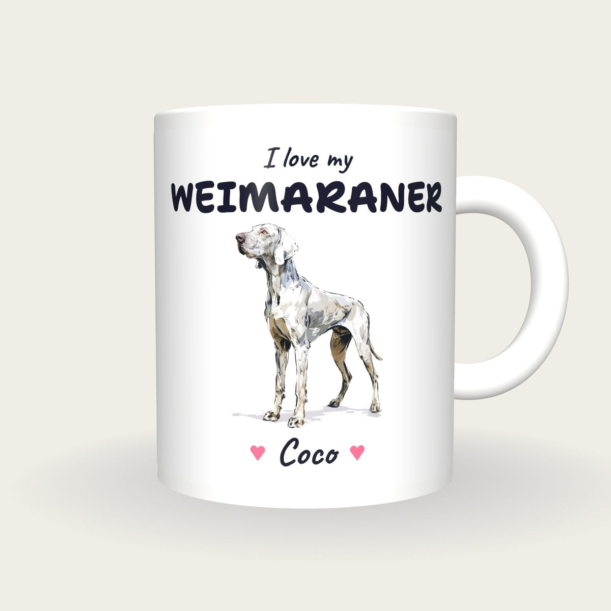 Personalised I Love My Weimaraner Mug, front