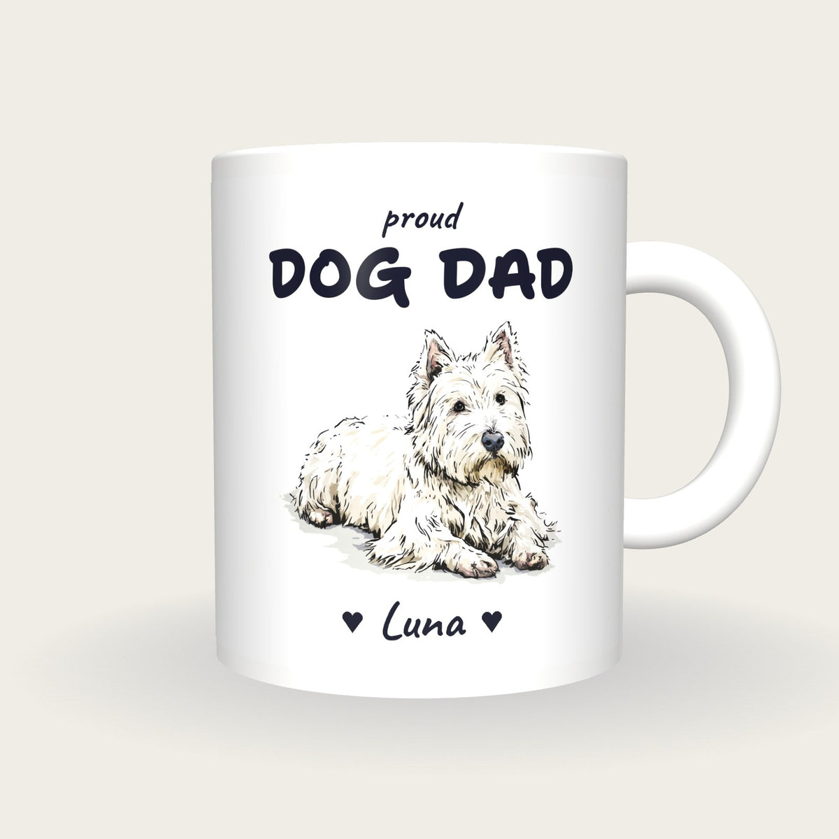 Personalised Westie Dog Dad Mug, front