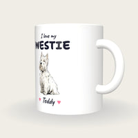 Personalised I Love My Westie Mug, three-quarter view
