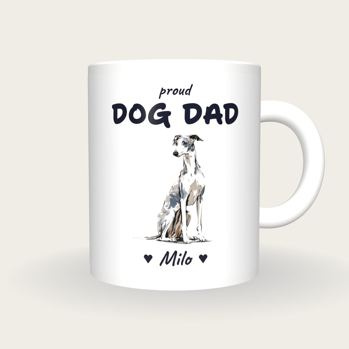 Personalised Whippet Dog Dad Mug, front