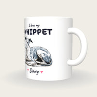 Personalised I Love My Whippet Mug, three-quarter view