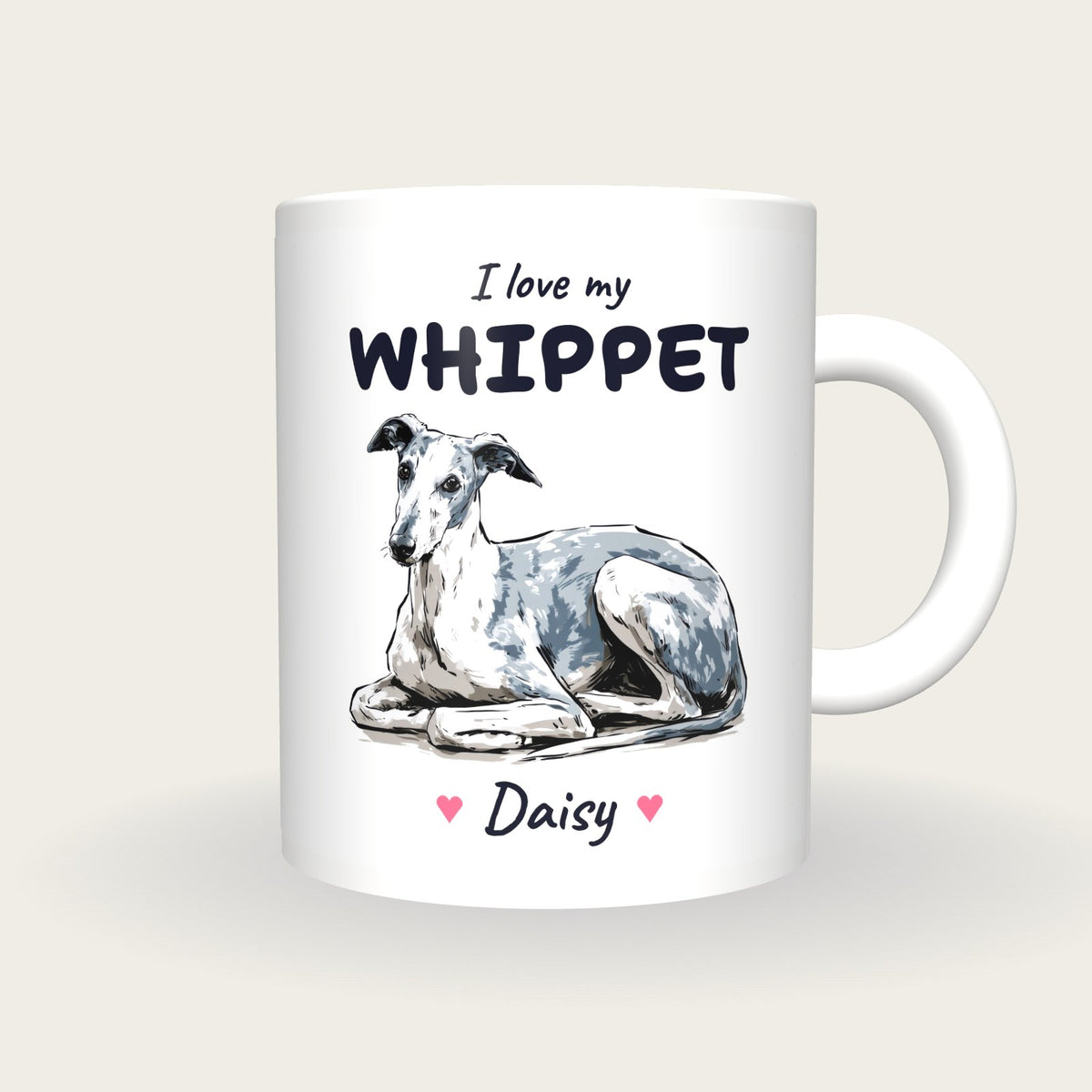 Personalised I Love My Whippet Mug, front