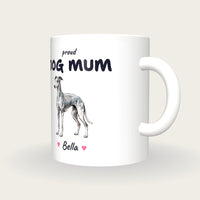 Personalised Whippet Dog Mum Mug, three-quarter view