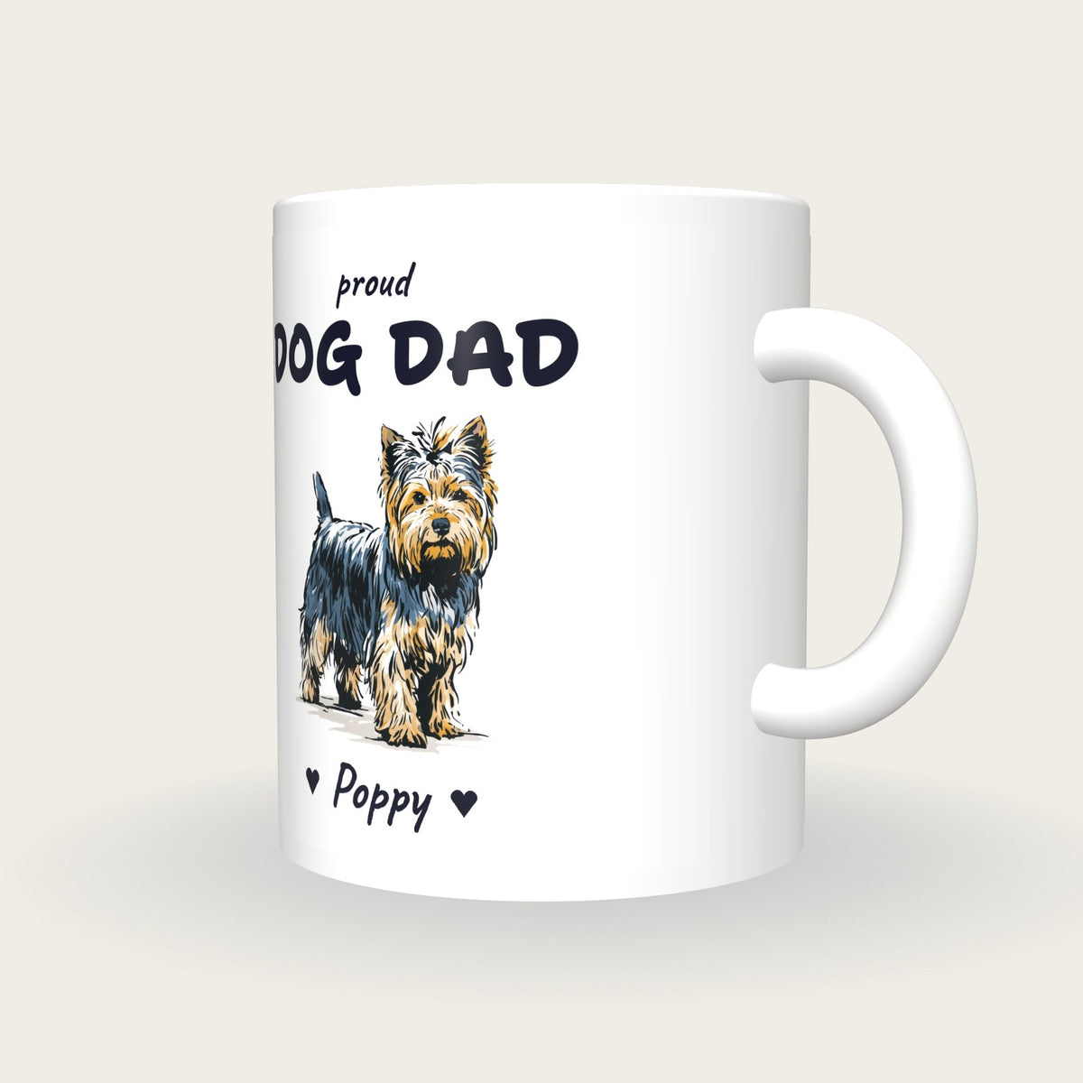 Personalised Yorkie Dog Dad Mug, three-quarter view