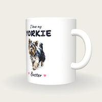 Personalised I Love My Yorkie Mug, three-quarter view