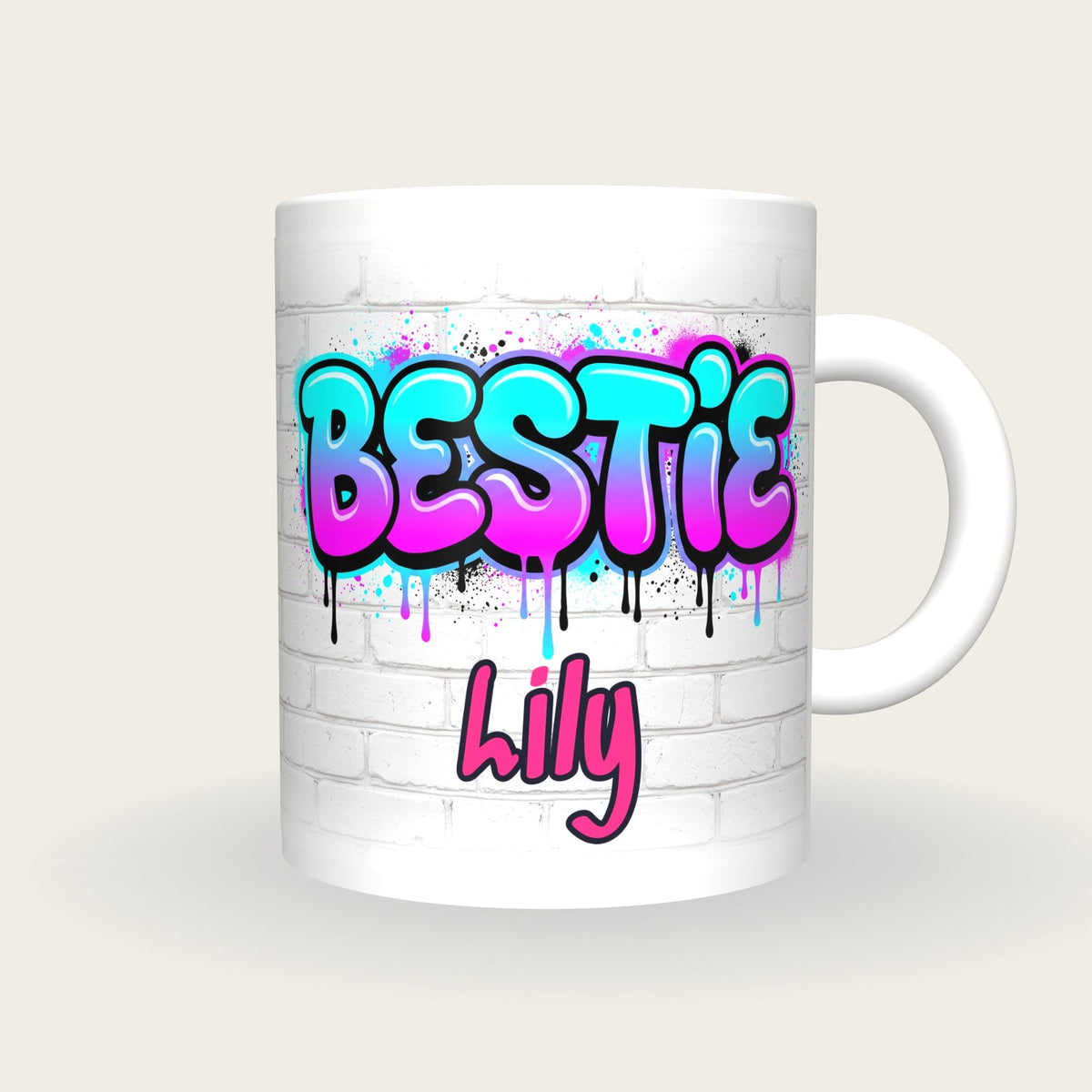 Personalised Bestie Graffiti Mug, front