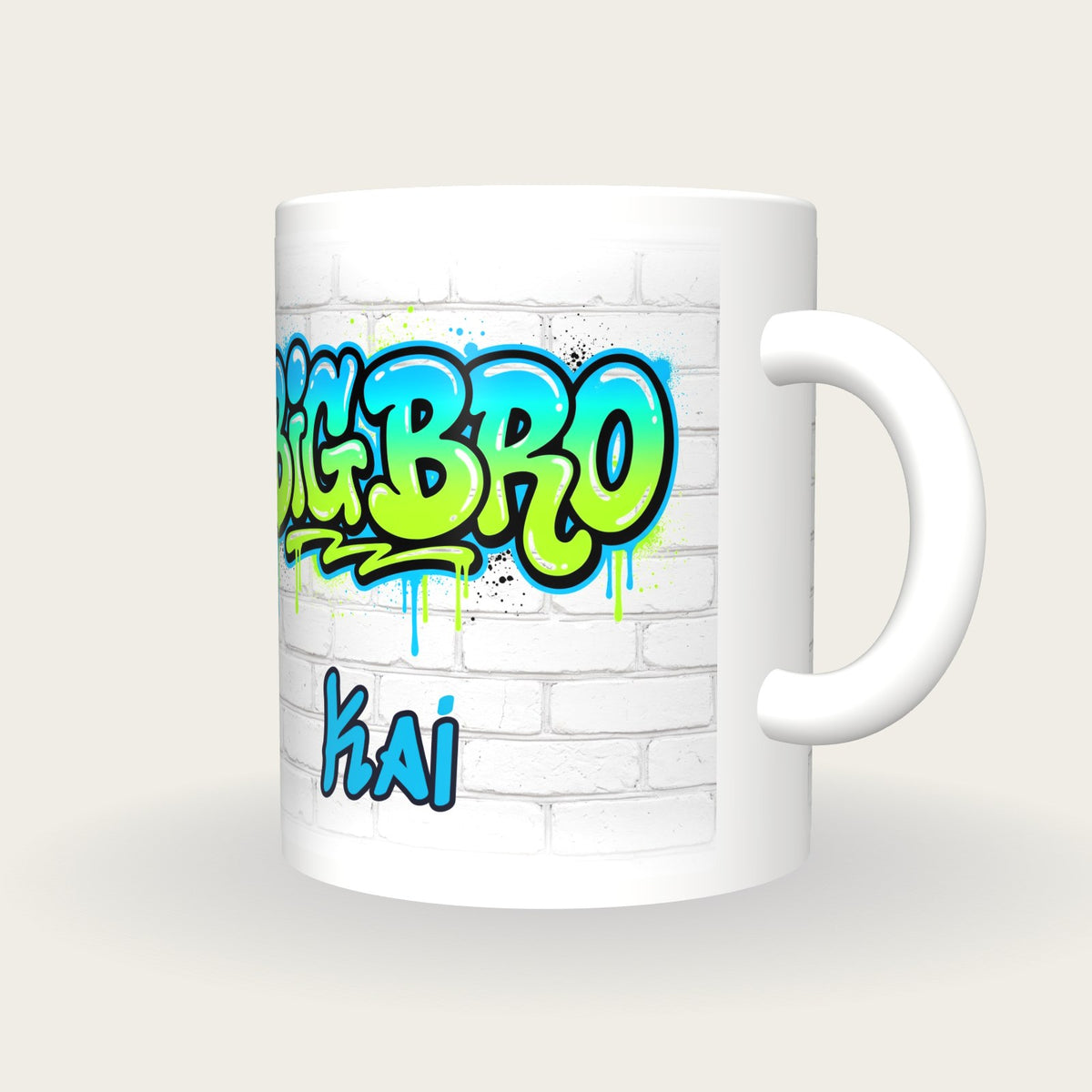 Personalised Big Bro Graffiti Mug, three-quarter view