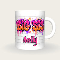 Personalised Big Sis Graffiti Mug, front