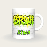 Personalised Bruh Graffiti Mug, front