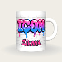 Personalised Icon Graffiti Mug, front