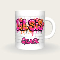 Personalised Lil Sis Graffiti Mug, front