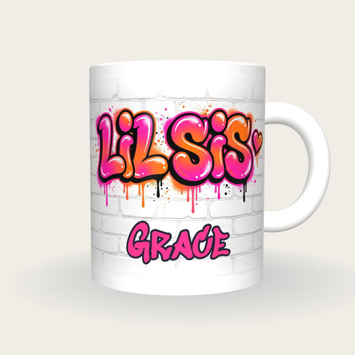 Personalised Lil Sis Graffiti Mug, front
