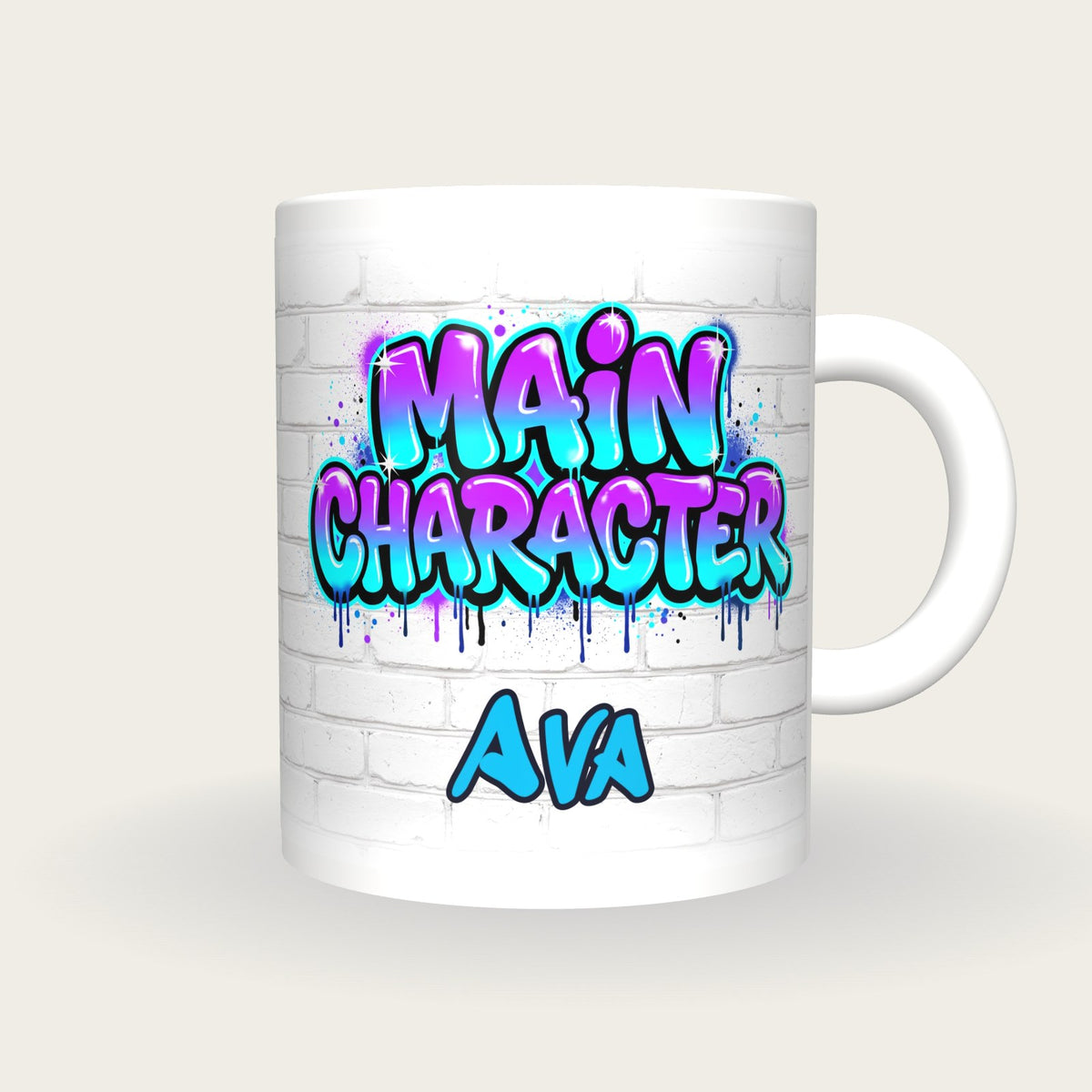 Personalised Main Character Graffiti Mug, front