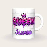 Personalised Queen Graffiti Mug, front