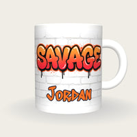 Personalised Savage Graffiti Mug, front