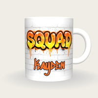 Personalised Squad Graffiti Mug, front
