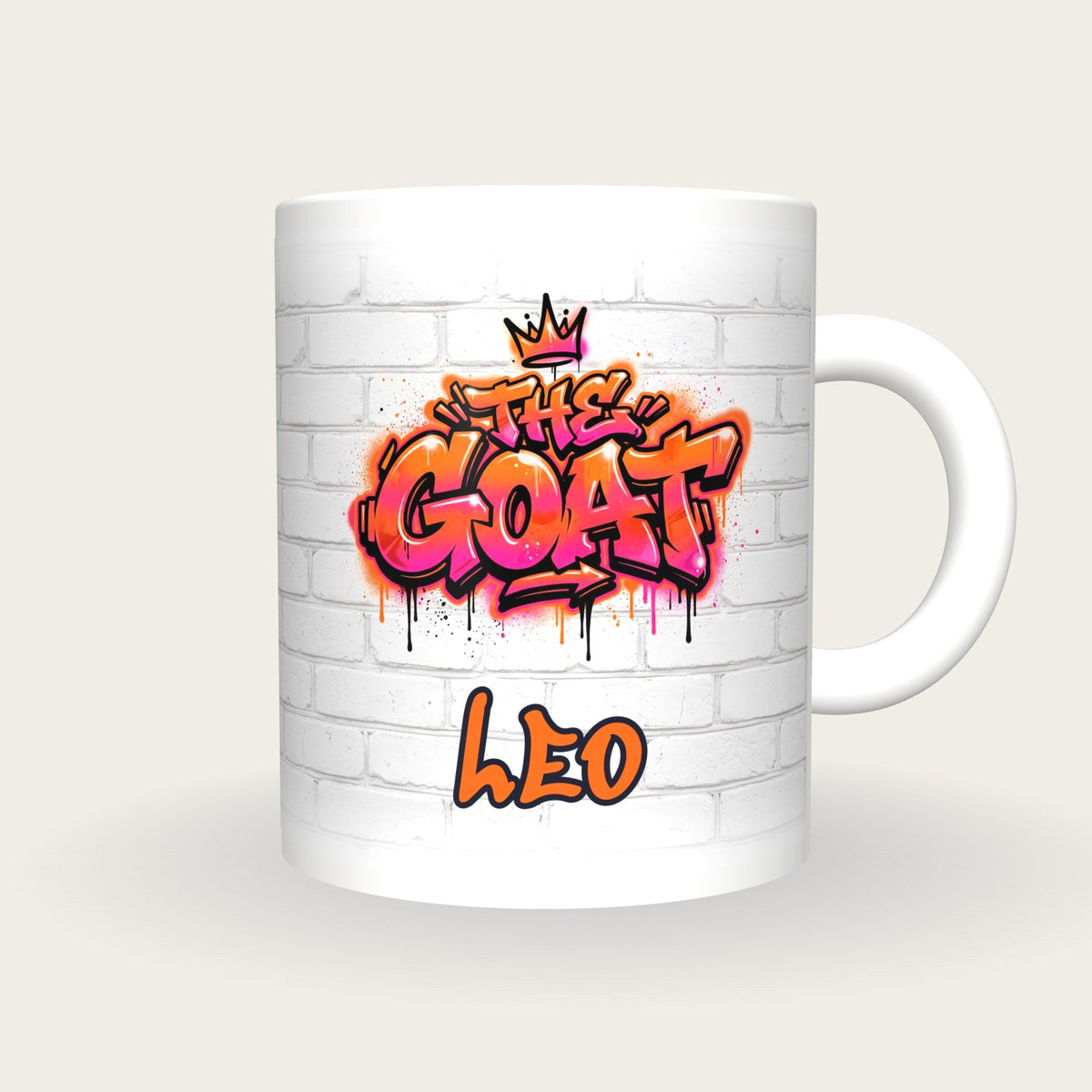 Personalised The GOAT Graffiti Mug, front