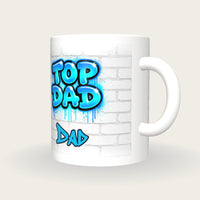 Personalised Top Dad Graffiti Mug, three-quarter view