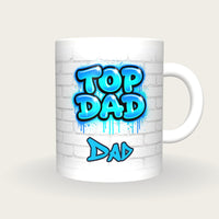 Personalised Top Dad Graffiti Mug, front