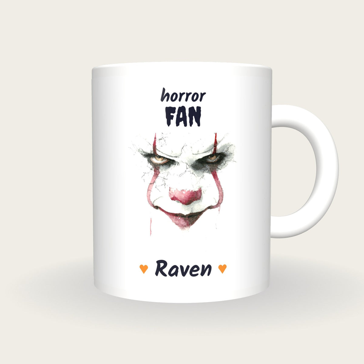 Personalised Creepy Clown Mug, Horror Fan, front