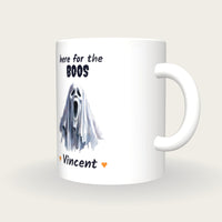 Personalised Ghost Mug, Here For The Boos, three-quarter view