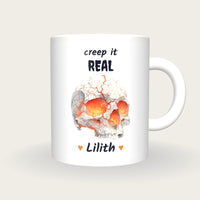 Personalised Glowing Skull Mug, Creep It Real, front