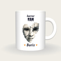 Personalised Haunted Mask Mug, Horror Fan, front