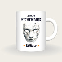 Personalised Haunted Mask Mug, Sweet Nightmares, front