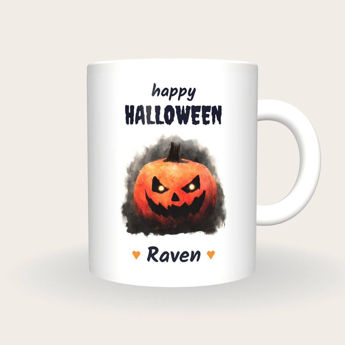 Personalised Jack O Lantern Mug, Happy Halloween, front
