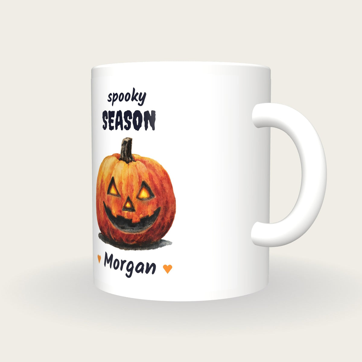 Personalised Jack O Lantern Mug, Spooky Season, three-quarter view