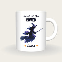 Personalised Purple Witch Mug, Head Of The Coven, front