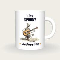 Personalised Skeleton Guitarist Mug, Stay Spooky, front