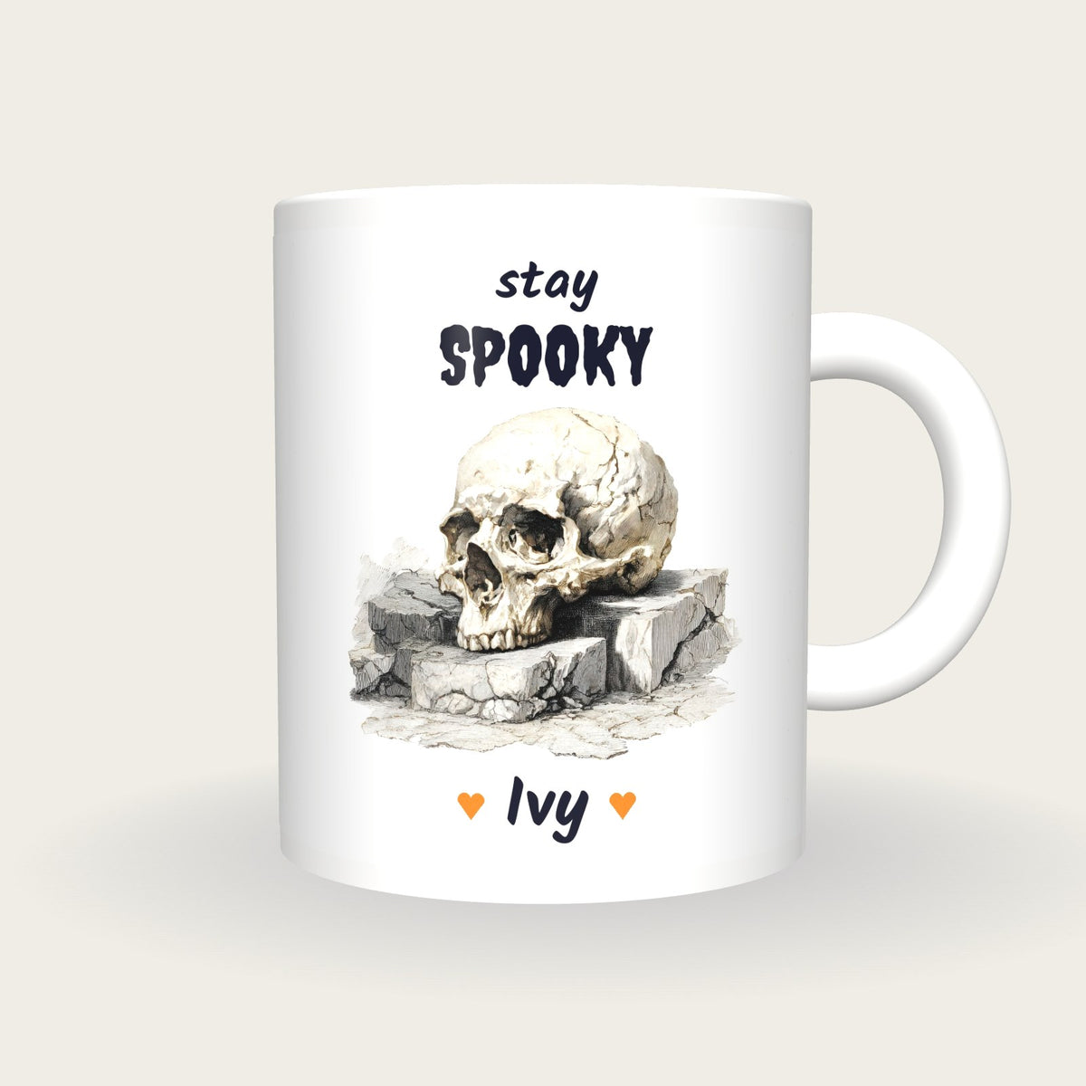 Personalised Skull Tombstone Mug, Stay Spooky, front