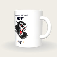 Personalised Vampire Mug, Creature Of The Night, three-quarter view