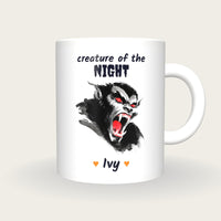 Personalised Vampire Mug, Creature Of The Night, front