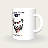 Personalised Vampire Portrait Mug, Creature Of The Night, three-quarter view