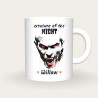 Personalised Vampire Portrait Mug, Creature Of The Night, front