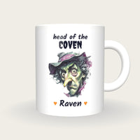 Personalised Witch Portrait Mug, Head Of The Coven, front