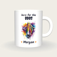 Personalised Neon Ghost Mug, Here For The Boos, front