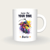 Personalised Neon Grim Reaper Mug, Here For Your Soul, front